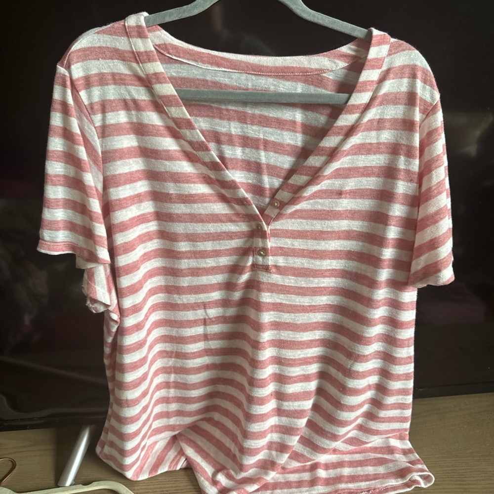Striped Pink and White Women's Top